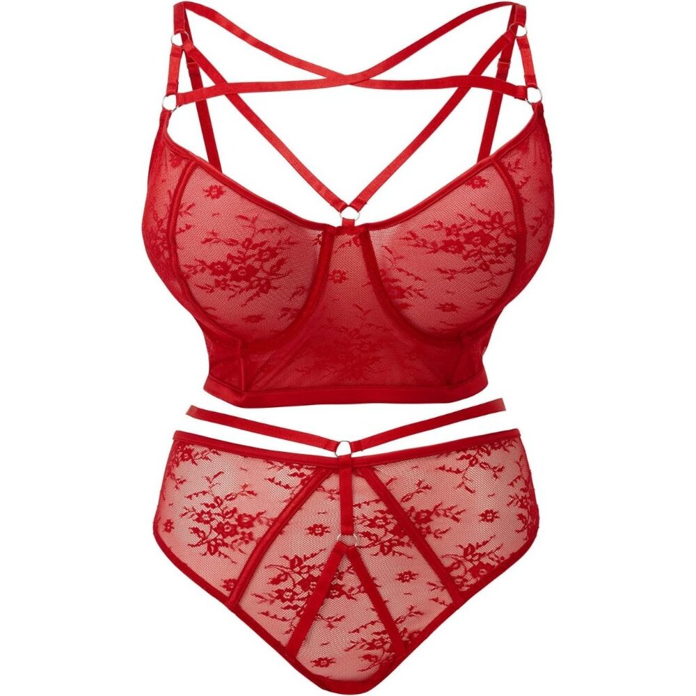 Killstar ✦ Deadly Attraction Bra & Panty Set ✦ Scarlet Lace Strappy Gothic NWT